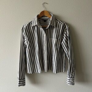 Banana Republic Women's Cropped Striped Button Down Shirt